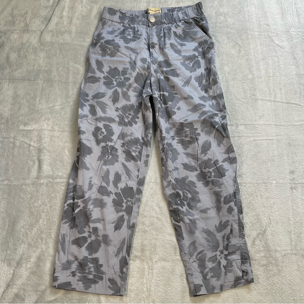 Democracy‎ Pants 8 High Rise Cotton Stretch Crop Abstract Floral Gray